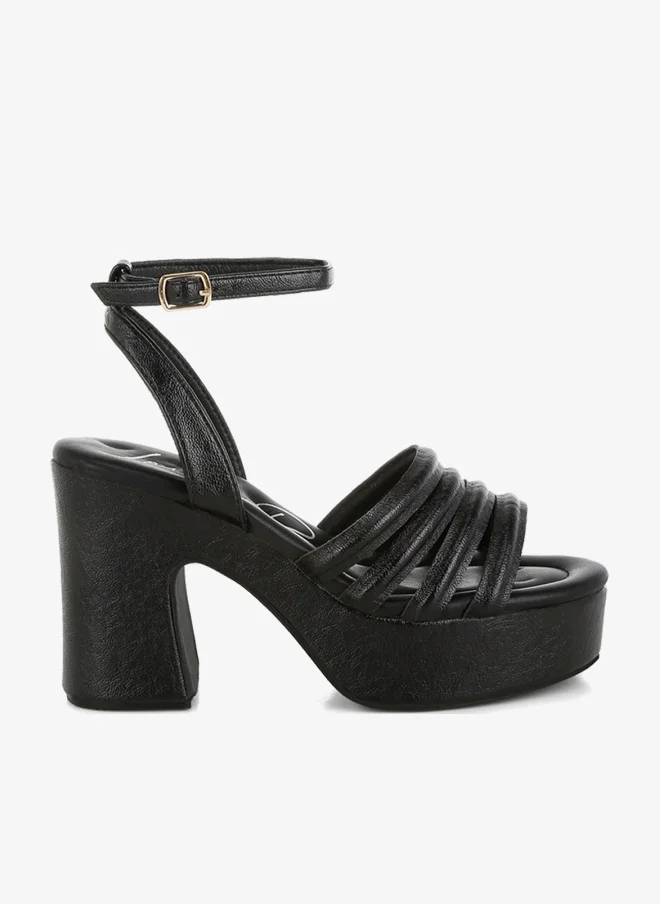 Strappy High Platform Sandals in Black