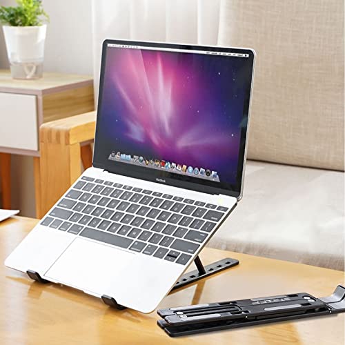 STRIFF Foldable Portable Laptop/Tablet Stand with 6 Level Height & Angle Adjustment & Air Ventilation, Anti-Slip Silicone Pads, for All Laptops, Tablets, MacBook 15.6-Inch(Black) - Image 2