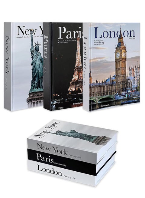 Coffee Table Decorative Books For Home Decor, Faux Books For Decoration, Aesthetic Bookshelf Decor for Living Room Office Bedroom, 3 Pieces Ornament