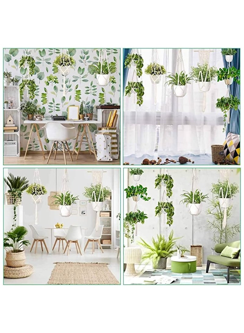 SYOSI Macrame Plant Hangers, SYOSI Hanging Flower Pots, Decorative Hanging Planter with Wood Beads Tassels, for Indoor and Outdoor Plant Decoration, Different Tier (5 Sizes) - Image 2