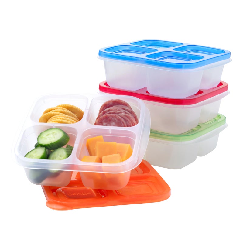Bentgo Easyboxes 4-Compartment Snack Containers - 8-Piece Set with 4 Trays & 4 Custom-Fit Lids to Seal in Freshness - Reusable Food Storage & Meal Prep Bento BPA-Free Containers (Classic) - Image 1