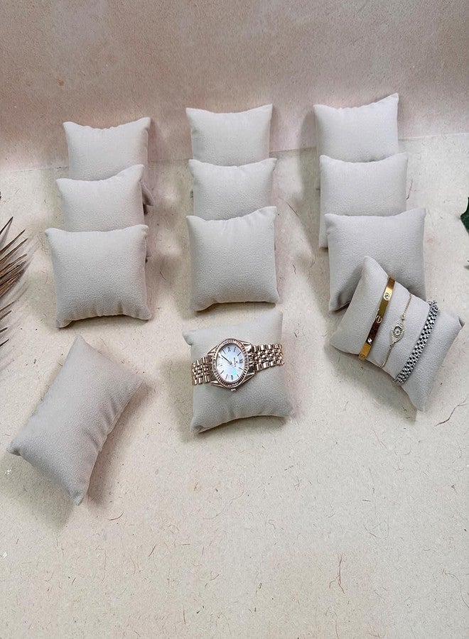La Trove Velvet Watch Display Pillow Cushion Set of 12, Soft Jewelry & Bracelet Holder for Showcase, Shop & Drawer Storage, Cream - Image 1