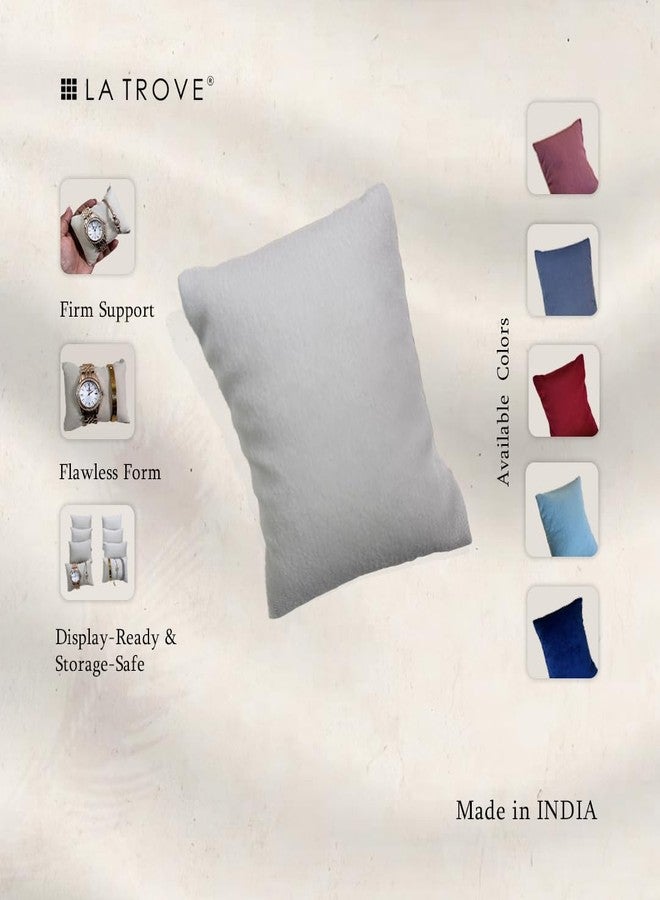 La Trove Velvet Watch Display Pillow Cushion Set of 12, Soft Jewelry & Bracelet Holder for Showcase, Shop & Drawer Storage, Cream - Image 3