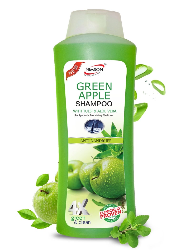 Nimson Green Apple Anti-Dandruff Shampoo – 500ml | With Tulsi & Aloe Vera | Controls Dandruff, Strengthens Roots | Nourishes Scalp | For Soft, Smooth & Healthy Hair - Image 1