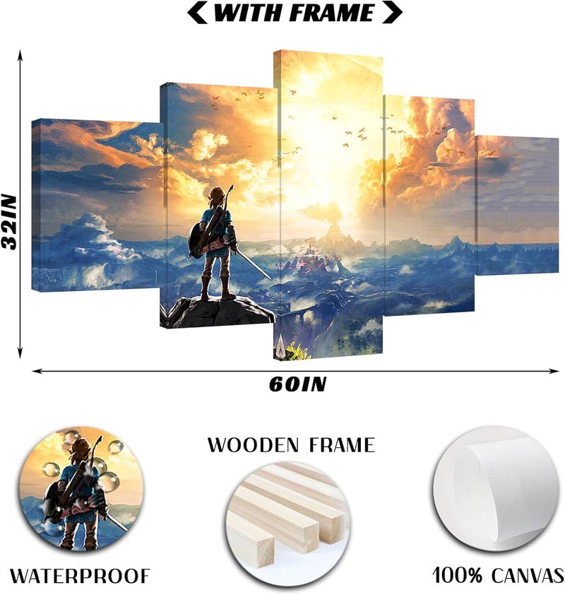KAIWALK The Legend of Zelda Breath of The Wild Poster Video Game HD Print on Canvas Painting Wall Art for Living Room Decor Boy Gift (With Frame, The Legend of Zelda 1) - Image 2