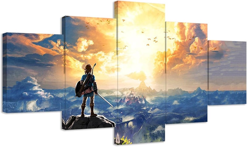 KAIWALK The Legend of Zelda Breath of The Wild Poster Video Game HD Print on Canvas Painting Wall Art for Living Room Decor Boy Gift (With Frame, The Legend of Zelda 1) - Image 1