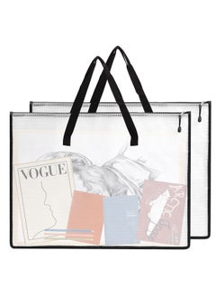 Excefore 2 Pack Art Portfolio Case, Portfolio Folder for Artwork, Posters Storage Bag with Zipper and Handle Mesh Folder Organizers for Poster, Scrapbook, Keepsake and Bulletin Board(19x25 in)  - Image 1