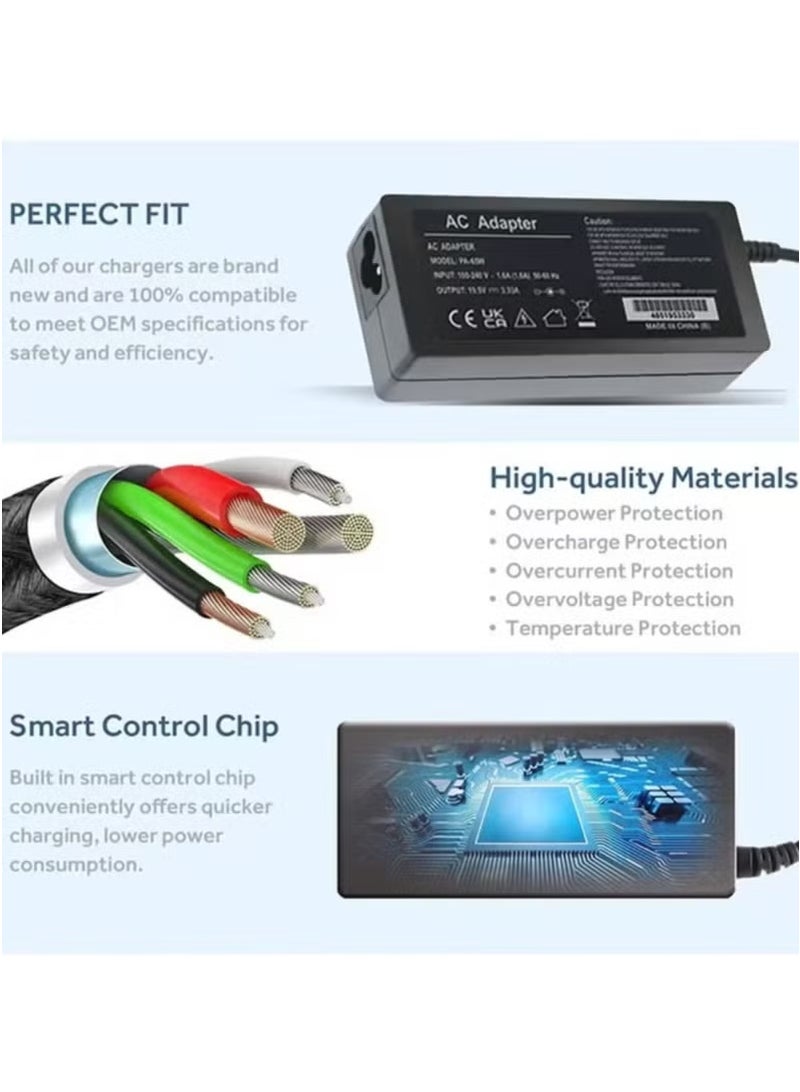 HP Laptop Charger 65W 45W 19.5V AC Adapter Replacement for HP Chromebook 11 14 G3 G4 Pavilion X360 11 13 15-f Envy 13 15 17 Stream 11 13 14 Elitebook Folio 1040 g1 Laptop (Blue Tip 4.5x3.0mm) - Image 4