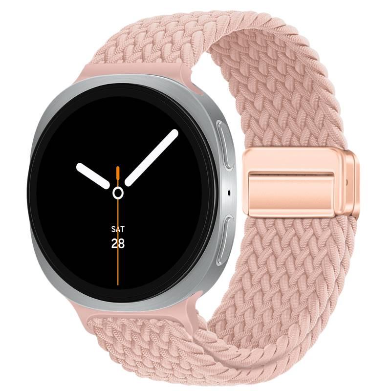 سوار ساعة ذكية سوار نايلون حلقي متوافق باللون وردي قابل للتعديل مع Samsung Galaxy Watch 8 بملاءمة قابلة للتعديل وحزام بديل للاستخدام اليومي للاستخدام المتكرر للاستخدام الخارجي - Image 1