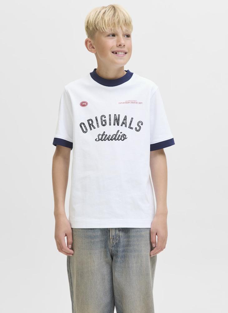 Jack & Jones Junior Youth Printed Crew Neck T-Shirt - Image 1