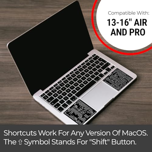SYNERLOGIC Mac OS (M/Intel) + Word/Excel (for Mac) Quick Reference Keyboard Shortcut Stickers - for MacBook Air/Pro/iMac/Mac/mini (Black) - Image 5