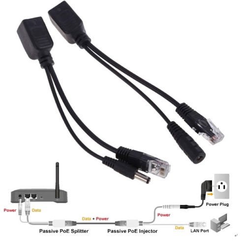 exgoofit 5 Pairs Passive PoE Injector and PoE Splitter Kit with 5.5x2.1 mm DC Connector RJ45 Power Over Ethernet - Image 4