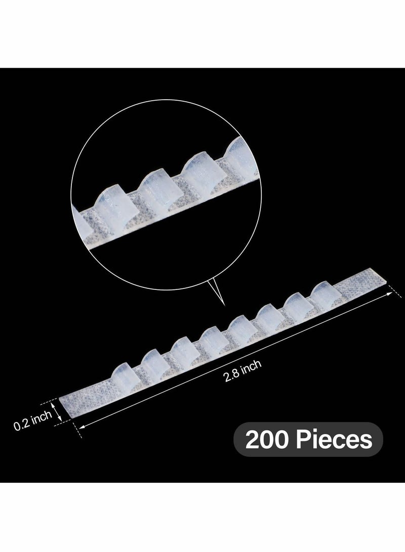 يقبست Non slip Hanger Grips for Wood Hangers Clear Rubber Grip Adhesive Clothe Strip 2.8 x 0.2 Inch with Fins Clothes Strips Grippers (200 Pieces)  - Image 2