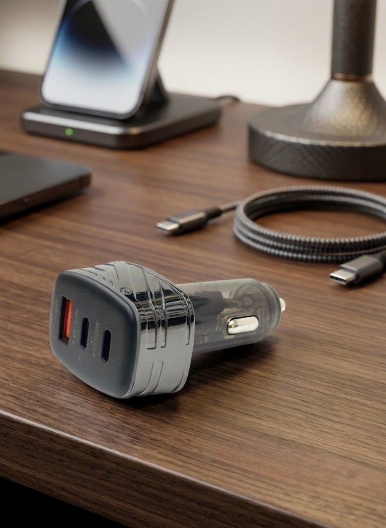 Ashyai A-CC82 82.5W Fast Car Charger, Dual USB-C PD & QC 3.0 USB-A, Transparent Multi-Port Car Adapter, High-Speed Charging for iPhone, Android, iPad, MacBook Pro - Image 3