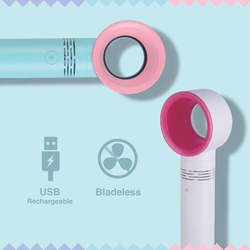 Lyon lash Portable USB Rechargeable Bladeless Mini Fan/Air Conditioning Blower/Handheld Cooling Dryer, Essential Eyelash Extension Supplies, Dries Eyelash Extensions Glue/Adhesive Rapidly (Blue) - Image 2