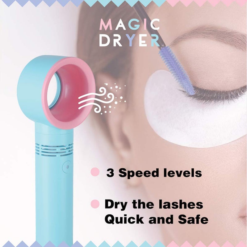 Lyon lash Portable USB Rechargeable Bladeless Mini Fan/Air Conditioning Blower/Handheld Cooling Dryer, Essential Eyelash Extension Supplies, Dries Eyelash Extensions Glue/Adhesive Rapidly (Blue) - Image 3