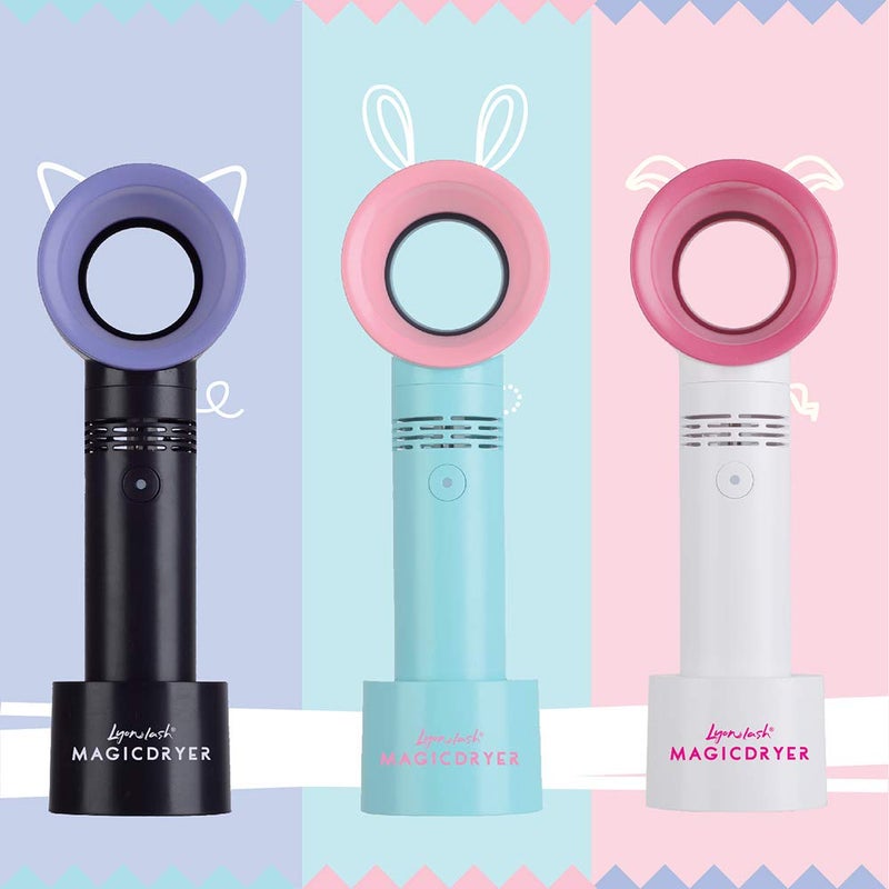 Lyon lash Portable USB Rechargeable Bladeless Mini Fan/Air Conditioning Blower/Handheld Cooling Dryer, Essential Eyelash Extension Supplies, Dries Eyelash Extensions Glue/Adhesive Rapidly (Blue) - Image 5