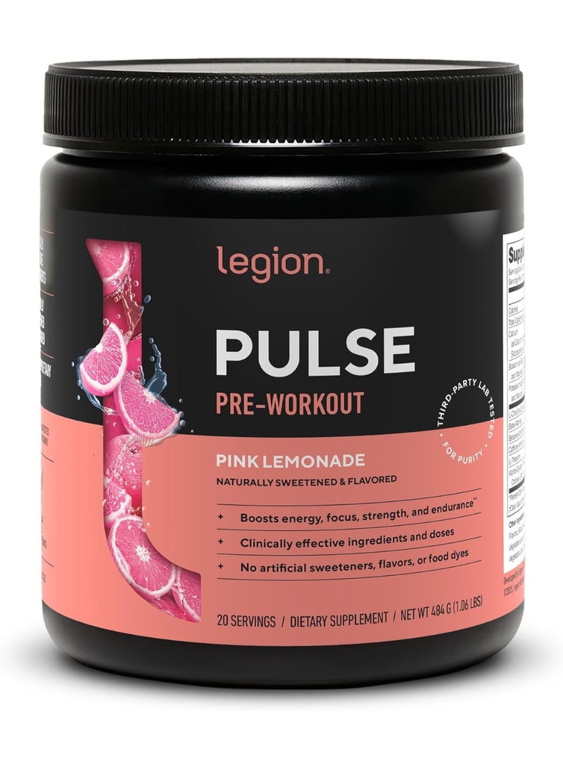 LEGION Pulse Pre Workout Pink Lemonade – Natural Pre-Workout for Energy, Focus, Pumps & Endurance | Creatine Free - Image 1