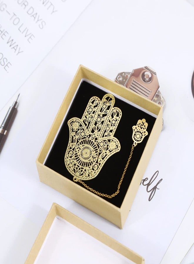 VOCHIC Metal Bookmarks with Chain, Golden Hollow Bookmark, Book Marks for Reading Women, Unique Evil Eye Book Mark, Hamsa Evil Eye Present for Book Lovers Writers Readers Men Women Adults - Image 2
