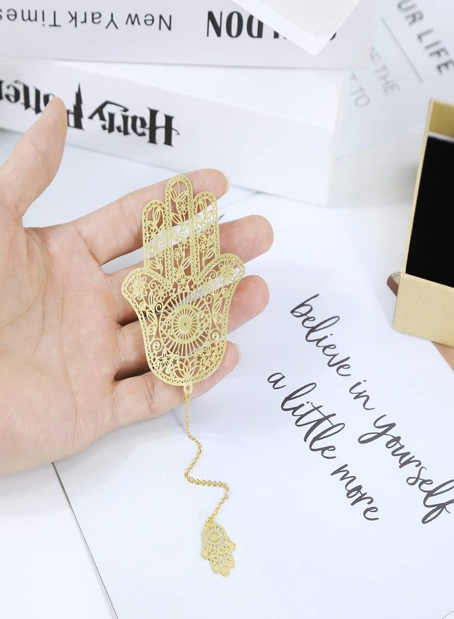 VOCHIC Metal Bookmarks with Chain, Golden Hollow Bookmark, Book Marks for Reading Women, Unique Evil Eye Book Mark, Hamsa Evil Eye Present for Book Lovers Writers Readers Men Women Adults - Image 4