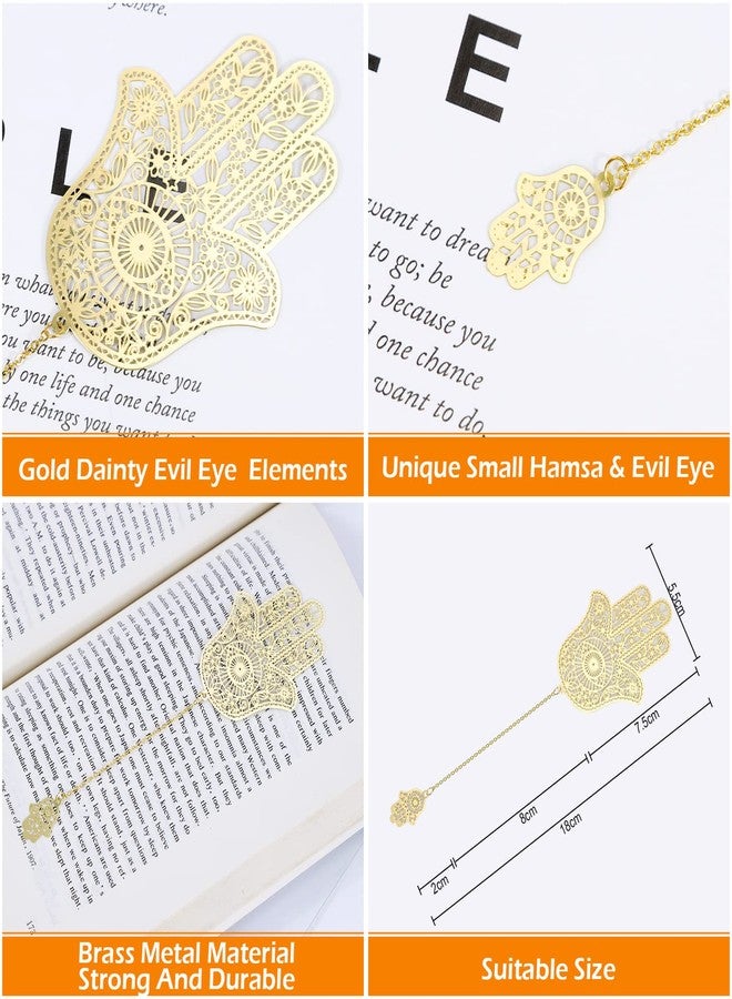 VOCHIC Metal Bookmarks with Chain, Golden Hollow Bookmark, Book Marks for Reading Women, Unique Evil Eye Book Mark, Hamsa Evil Eye Present for Book Lovers Writers Readers Men Women Adults - Image 3