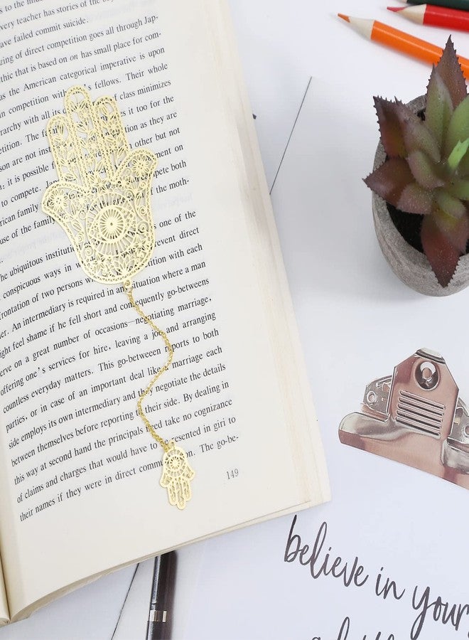 VOCHIC Metal Bookmarks with Chain, Golden Hollow Bookmark, Book Marks for Reading Women, Unique Evil Eye Book Mark, Hamsa Evil Eye Present for Book Lovers Writers Readers Men Women Adults - Image 5