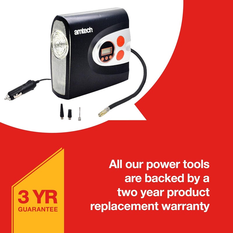 Amtech 12V Air Compressor Tyre Pump with LED Light - Image 3