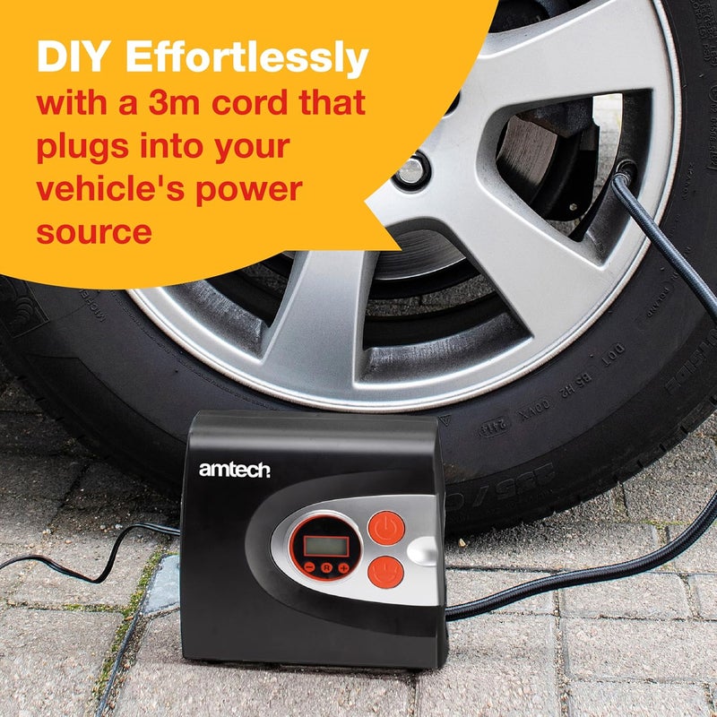 Amtech 12V Air Compressor Tyre Pump with LED Light - Image 5