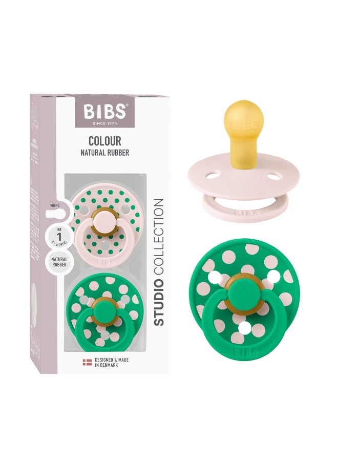 BIBS Pacifier Studio Colour 2 PACK Polka Latex Size 1 Petal/Cactus - Image 3
