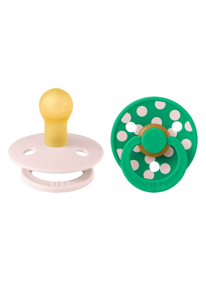 BIBS Pacifier Studio Colour 2 PACK Polka Latex Size 1 Petal/Cactus - Image 1
