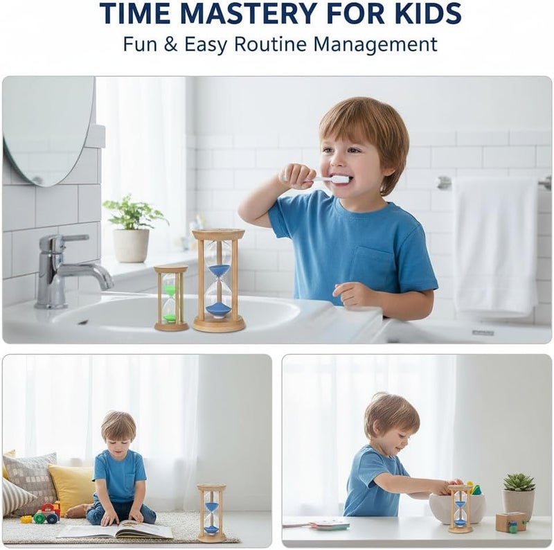 KASTWAVE Toothbrush Timer for Kids, Mini Wooden Sand Timers, 1 Minute Colorful Sandglass Timer for Toothbrush Games Classroom Home Office Cooking, Blue - Image 3