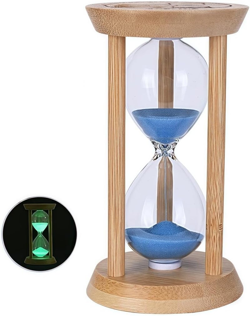 KASTWAVE Toothbrush Timer for Kids, Mini Wooden Sand Timers, 1 Minute Colorful Sandglass Timer for Toothbrush Games Classroom Home Office Cooking, Blue - Image 1