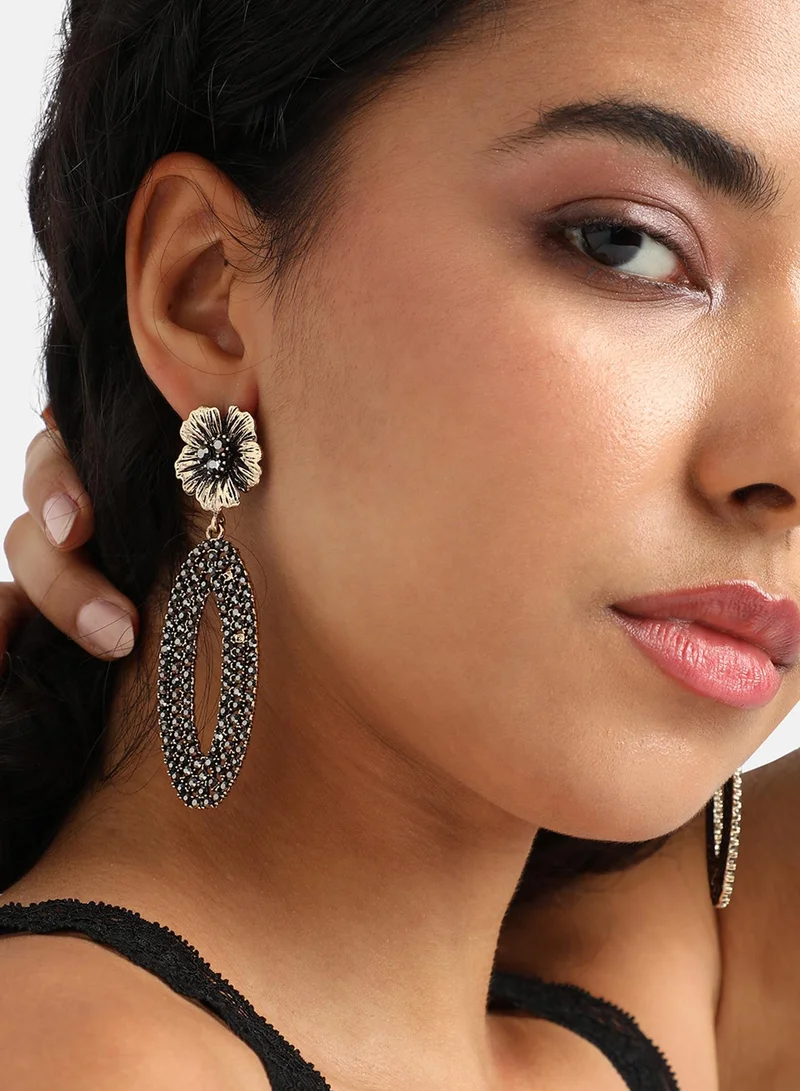 SOHI Daisy Oval Halo Artificial Drop Earring Jewellery