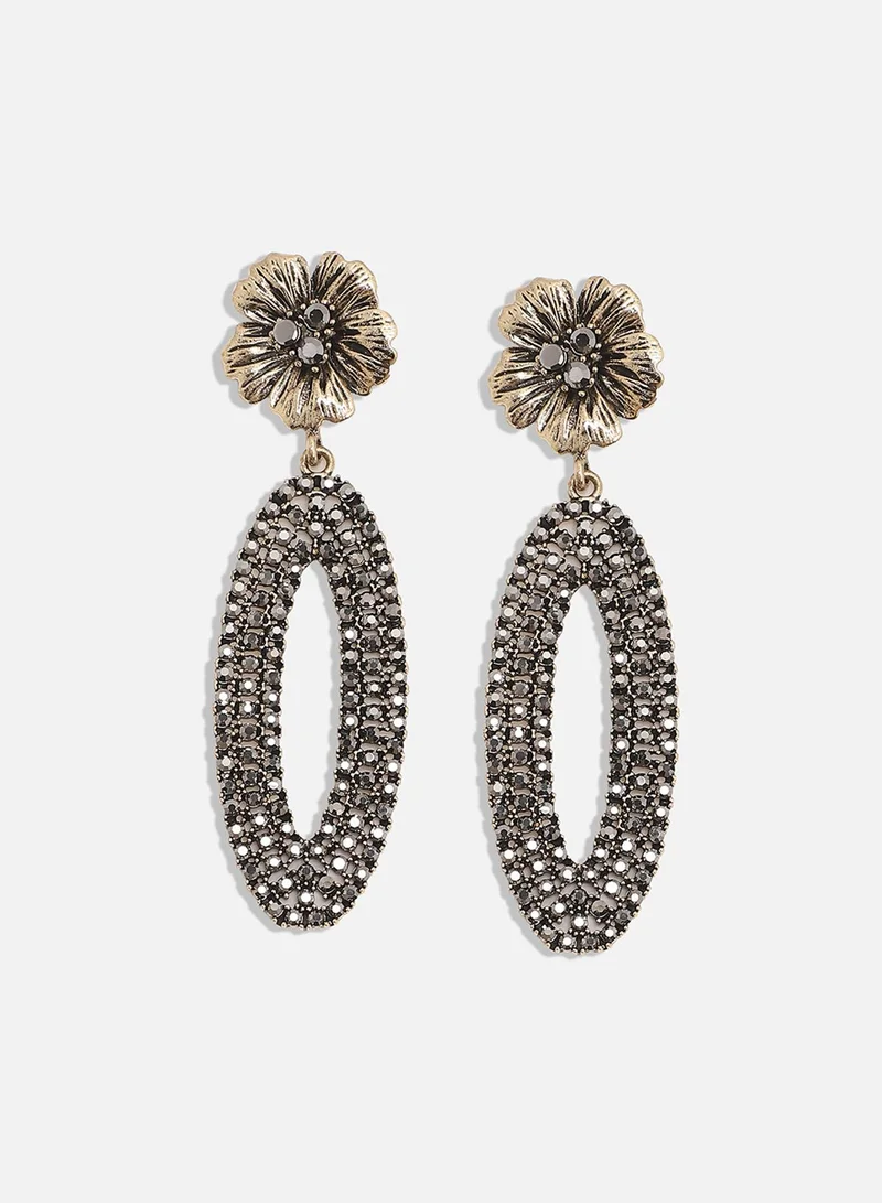 SOHI Daisy Oval Halo Artificial Drop Earring Jewellery