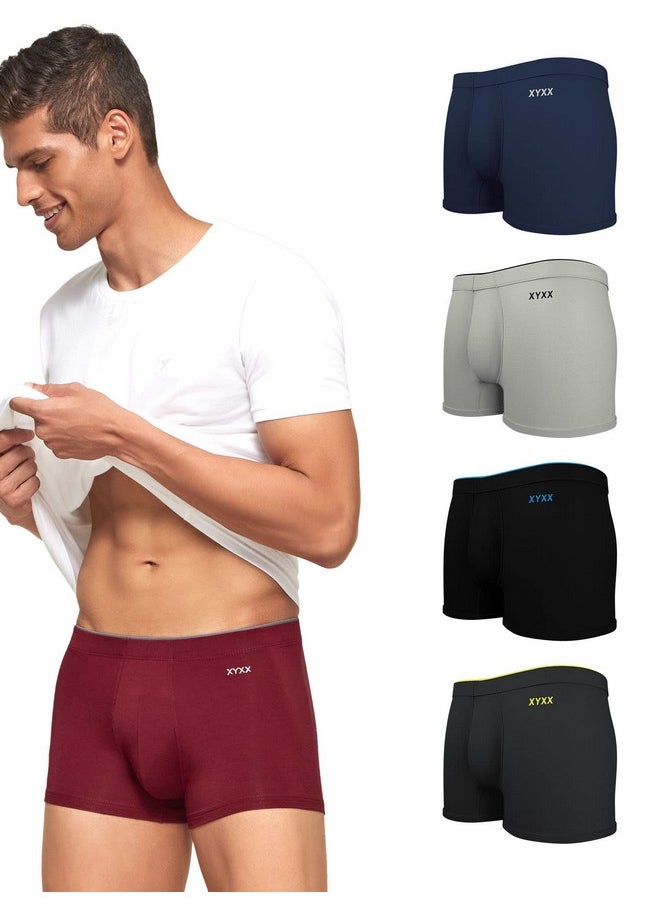 XYXX XYXX Men's Modal Stretch Solid (Pack of 5) (Pack of Five Uno Trunks_Dress Blue+Coral Black+Heather Grey+Maroon_M)  - Image 1