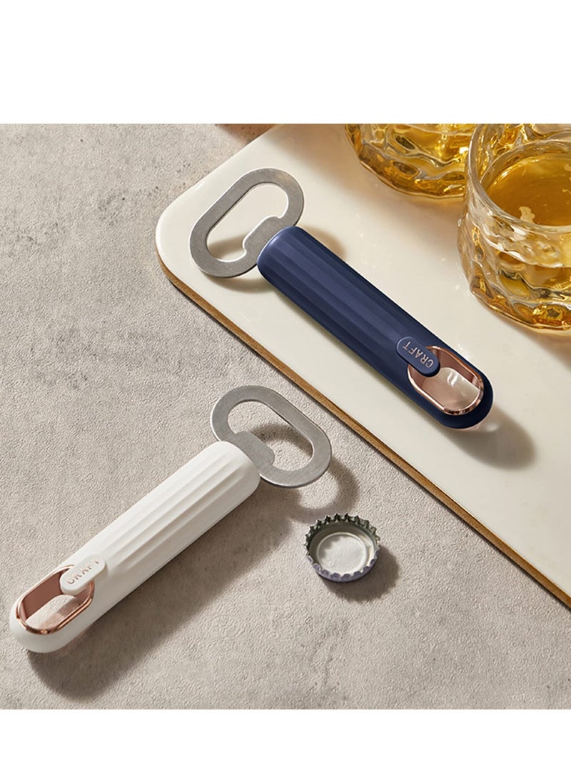 SYOSI - Bottle Opener Ergonomic Handle Stainless Steel Wall mounted Can Opener 2Pcs Beer Bottle Openers Opener Can Tapper for Home Kitchen Bar Mini Bottle Opener for Daily Use and Gift White blue - Image 1