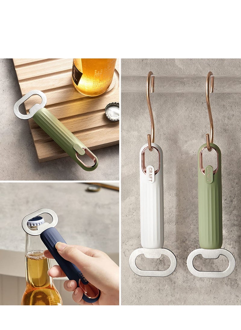 SYOSI - Bottle Opener Ergonomic Handle Stainless Steel Wall mounted Can Opener 2Pcs Beer Bottle Openers Opener Can Tapper for Home Kitchen Bar Mini Bottle Opener for Daily Use and Gift White blue - Image 1