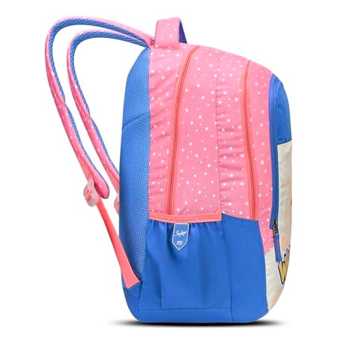 Skybags Blossom Pink Blue 36L School Bag for Girls, Backpack for Kids & Women with 3 Compartments, Bottle Holders & Air Mesh Back | Trendy Backpack for School - Image 4