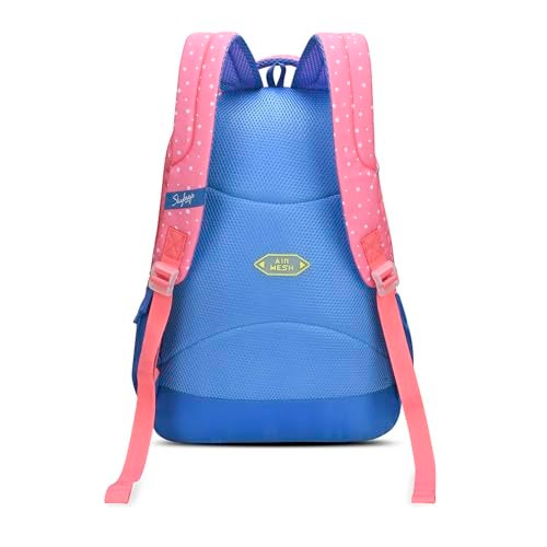 Skybags Blossom Pink Blue 36L School Bag for Girls, Backpack for Kids & Women with 3 Compartments, Bottle Holders & Air Mesh Back | Trendy Backpack for School - Image 5