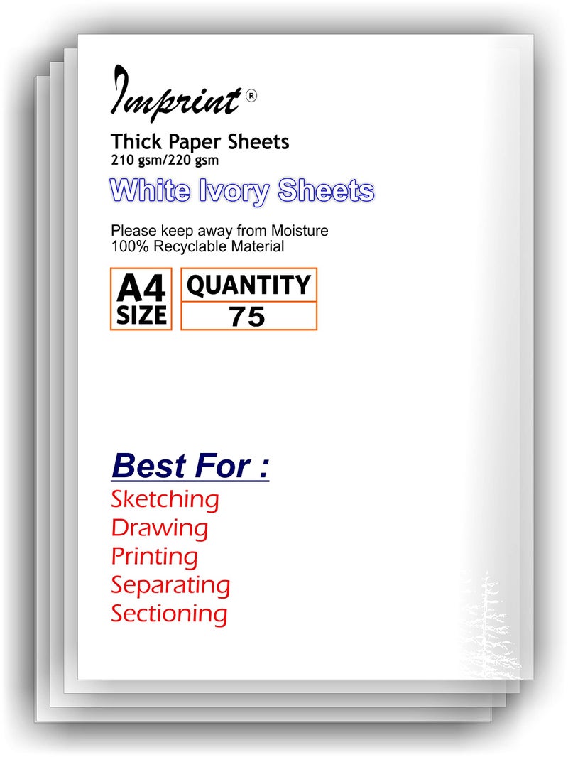 IMPRINT A4 Sheets/Papers White 210 GSM Thick, Pack of 75 - Image 2