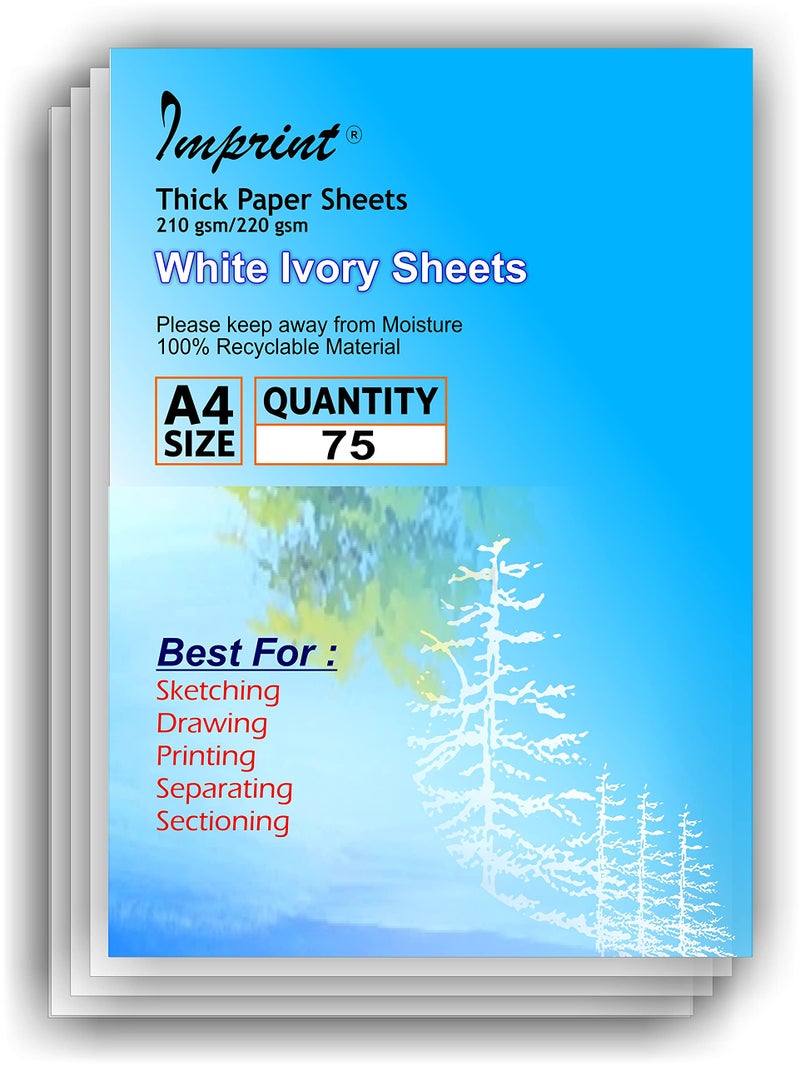 IMPRINT A4 Sheets/Papers White 210 GSM Thick, Pack of 75 - Image 5