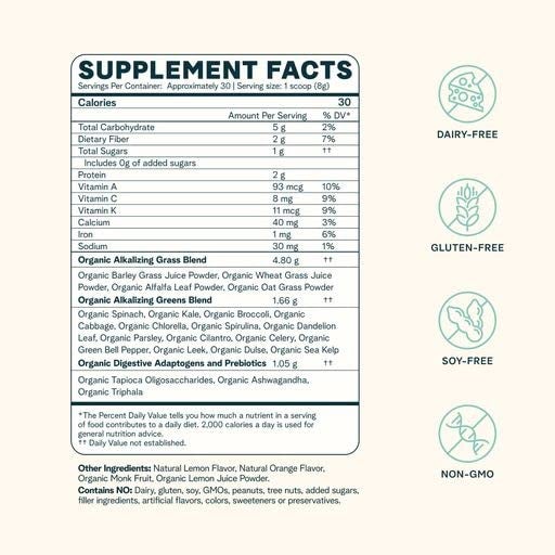 Ora Organic Greens Powder - Vegan, Gluten-Free, Organic Super Greens Drink for Energy and Detox | Antioxidants & Adaptogenic Herbs | 20+ Superfood Greens Blend - Citrus Flavor, 30 Servings - Image 5