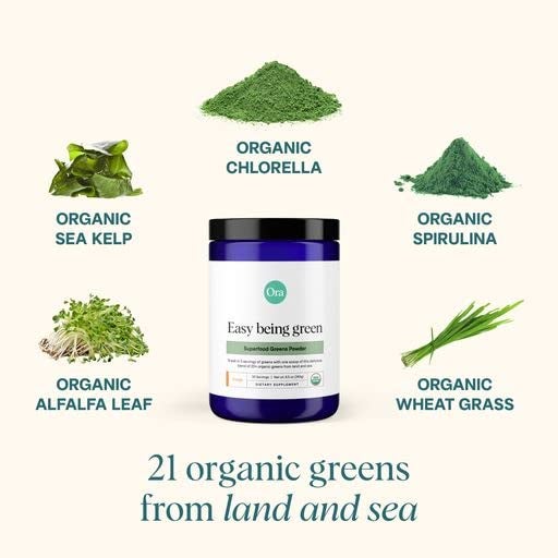 Ora Organic Greens Powder - Vegan, Gluten-Free, Organic Super Greens Drink for Energy and Detox | Antioxidants & Adaptogenic Herbs | 20+ Superfood Greens Blend - Citrus Flavor, 30 Servings - Image 2