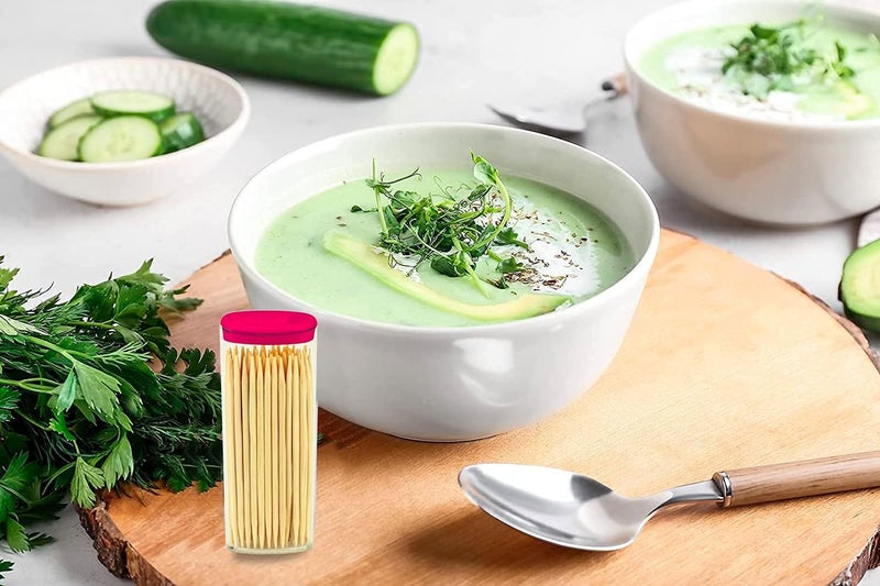 DecorRack 6 Travel Toothpick Dispensers with 300 Natural Bamboo Toothpick Holders, Portable Single-Point Wood Container with Covers, On the Go, Clear Mini Holders (Pack of 6) - Image 4