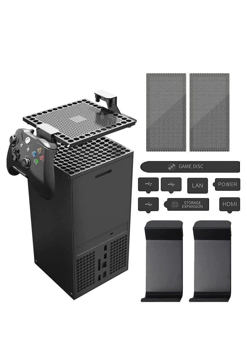 Excefore Dust Cover for Xbox Series X with 2 Headset/controller Holder, Cenxaki Pcs High Density Filter and 8pcs Silicone Plugs  - Image 1