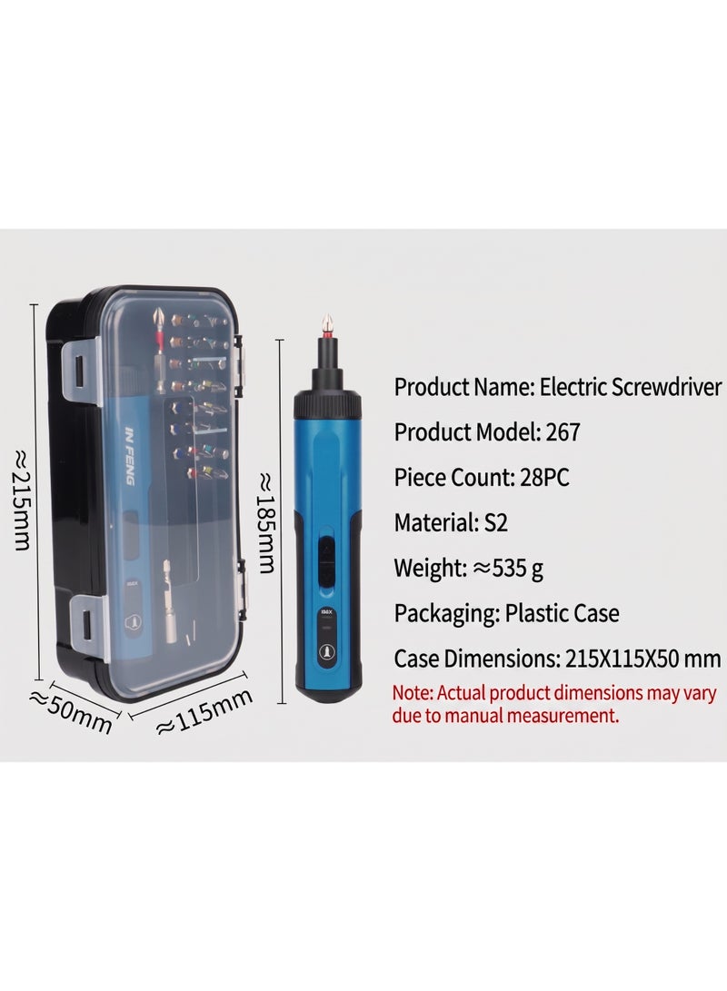 【مُحسّن】 مفك مسمار كهربائي لاسلكي مع مجموعة 28 قطع من الملحقات، شحن سريع عبر USB-C بجهد 3.6 فولت، عزم دوران بـ 6 سرعات (0.15-7 نيوتن·متر)، إضاءة LED خالية من الظل، مفك طاقة شامل في جهاز واحد للتركيب المنزلي، العمل الكهربائي وتشغيل الأشياء بنفسك، مثالي لإصلاح الأثاث، أقفال الأبواب، الألعاب والكمبيوترات - Image 3