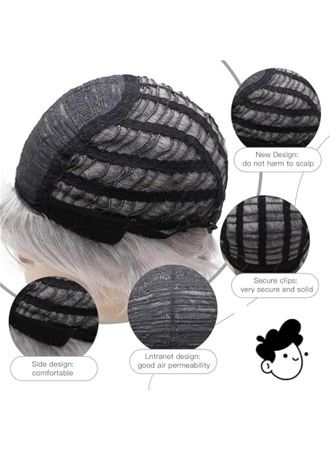 general Short Straight Male Wig Silver Gray Synthetic Wigs Side Part Heat Resistant Fiber Hair Wig For Men - Image 4