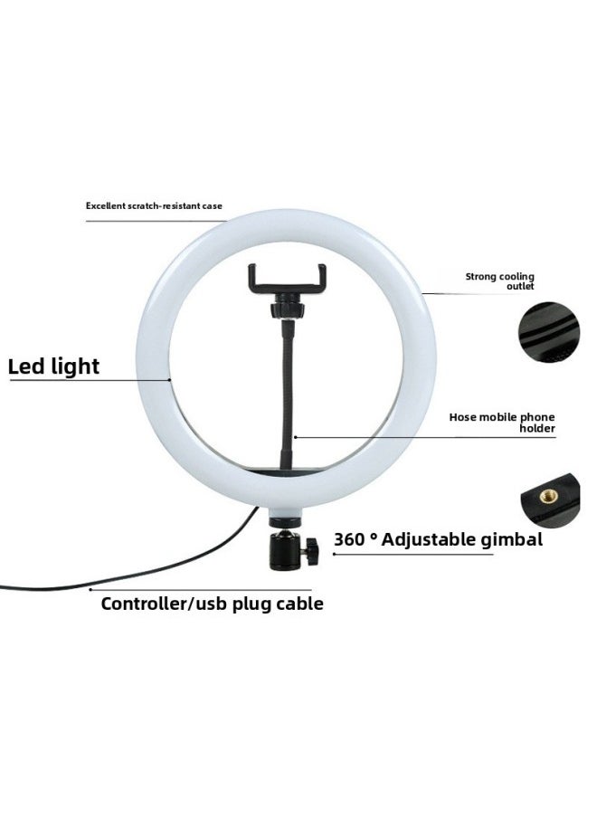 General - 12inch Live Broadcast Fill Light Anchor Room Portable Desktop Full Set Of Bracket Mobile Phone Led Ring Lighting-Specifications:12inch Fill Light+ 1.7m Bracket Set - Image 1