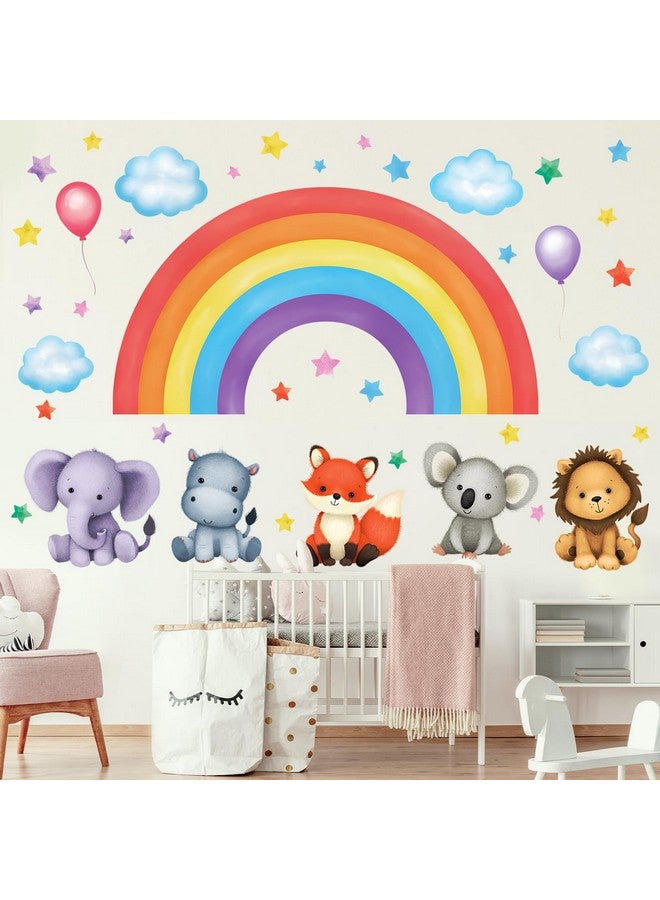 DECOWALL SG3-2318 Baby Animals on Rainbow Wall Stickers Decals Art décor Kids Living Nursery Removable Room Safari Jungle Girls Boys - Image 3