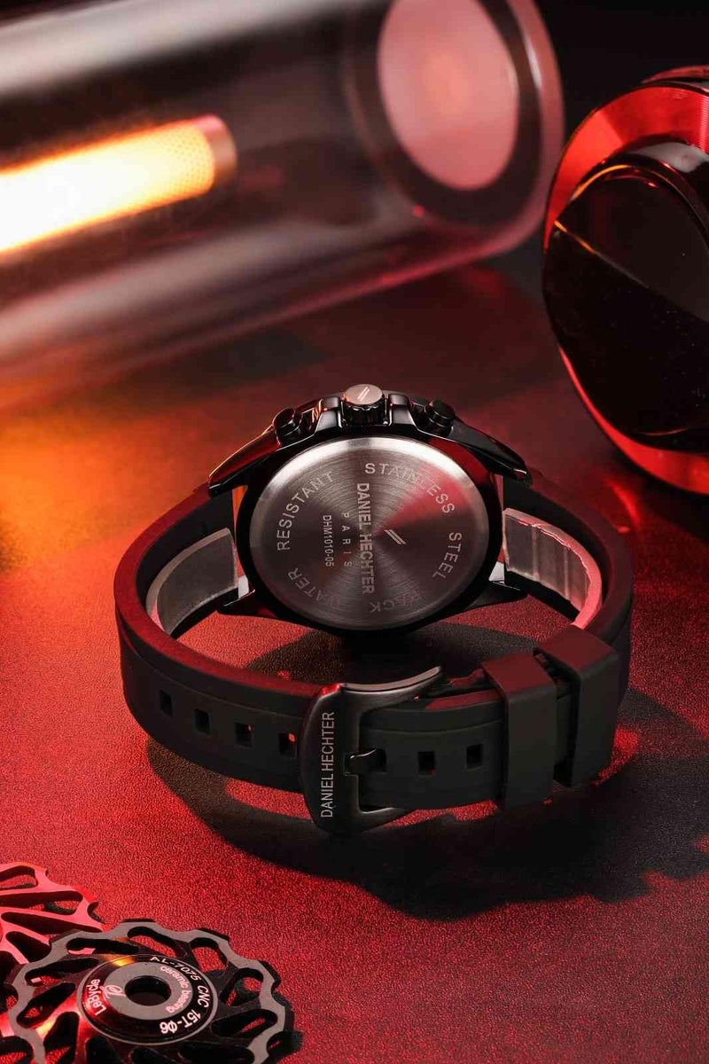 Daniel Hechter Paris Pantheon Collection Pantheon Collection Unique Multifunctional Watch for Men with Textured Round Dial Silicon Strap & Date Indicator-DHM1010 (Orange) - Image 5